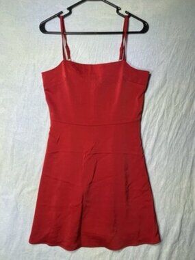 Studio 19 Red Satin Mini Dress Women's Size Small Spaghetti Strap NWT
